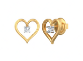 Gold & Diamond Solitaire Heart-Shaped Women Earring KRC30176