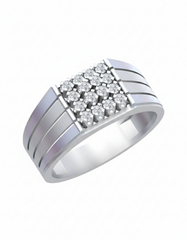 18K Gold & Diamond Square Ring For Men KRB60266