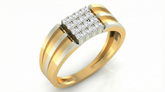 18K Gold & Diamond Square Ring For Men KRA60271