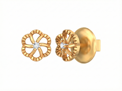 18K Gold & Diamond Solitaire Women Earring KSK046