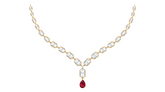14K Gold & Diamond Gemstone Necklace Set KRH44131NR
