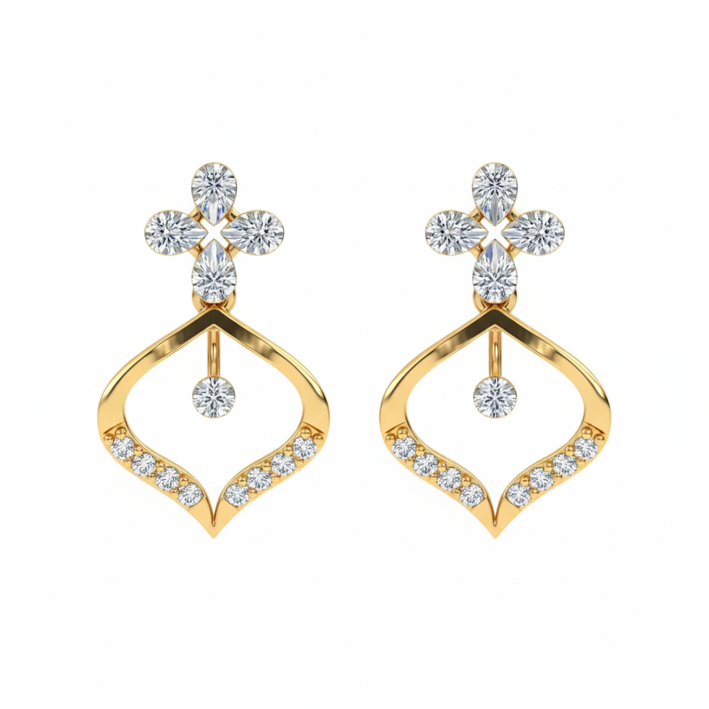 Yellow Gold Diamond Earring | under 40k