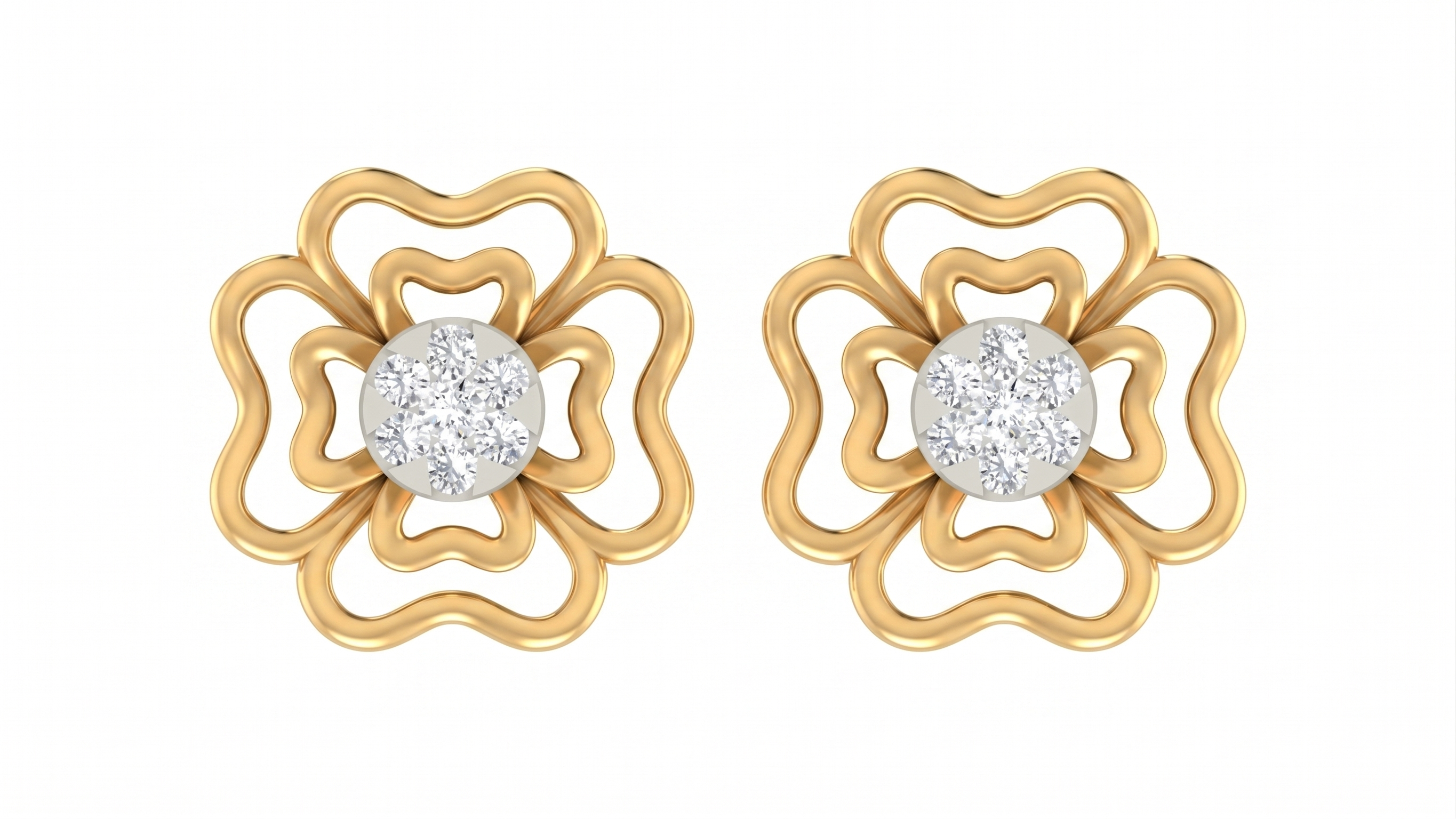 Floral Yellow Gold Diamond Earring | under 30k