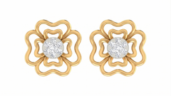 Floral Yellow Gold Diamond Earring | under 30k