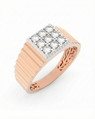 18K Gold & Diamond Band Ring For Men KRC60307