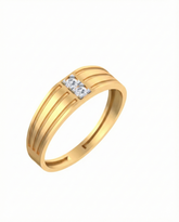 18K Gold & Diamond Solitaire Band Ring For Men KSK222