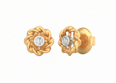 18K Gold & Diamond Solitaire Women Earring KSK048