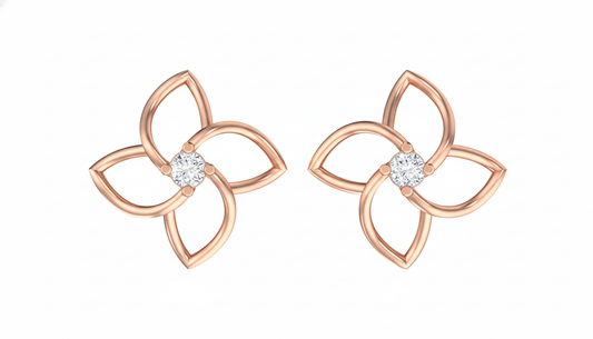 18K Gold & Diamond Women Stud Earring KER-45