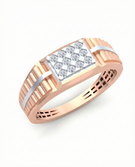18K Gold & Diamond Band Ring For Men KRB60149