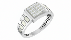 18K Gold & Diamond Square Ring For Men KRA60230