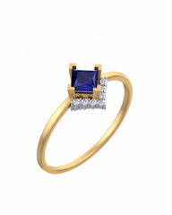 18K Gold & Diamond Gemstone Ring For Women KSK171