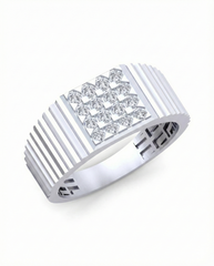 18K Gold & Diamond Square Ring For Men KRB60153
