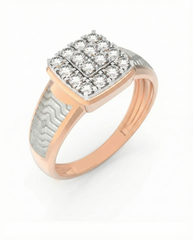 18K Gold & Diamond Square Ring For Men KRC60319