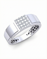 18K Gold & Diamond Square Ring For Men KRB60151