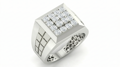 18K Gold & Diamond Square Ring For Men KRA60179