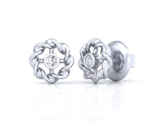 18K Gold & Diamond Solitaire Women Earring KSK048