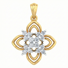18K Gold & Diamond Floral Pendant Set KRB40071P