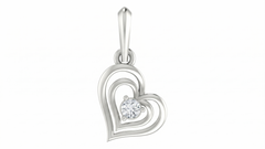 Gold & Diamond Heart-Shaped Solitaire PENDANT SET KRC40557