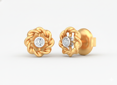 18K Gold & Diamond Solitaire Women Earring KSK048