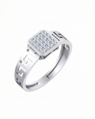 18K Gold & Diamond Square Ring For Men KSK259