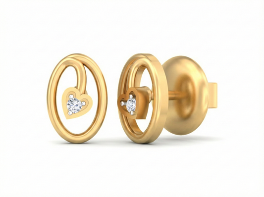 18K Gold & Diamond Solitaire Women Earring KSK075