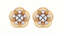 Floral Yellow Gold Diamond Earring | under 40k