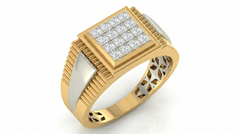 18K Gold & Diamond Square Ring For Men KRA60168