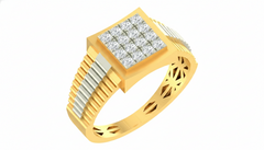 18K Gold & Diamond Square Ring For Men KRA60228