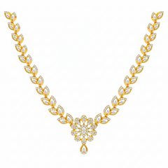 14K गोल्ड एंड डायमंड डेलीवियर नेकलेस सेट KRH44046N