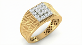 18K Gold & Diamond Square Ring For Men KRA60202