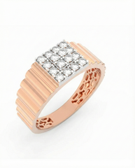 18K Gold & Diamond Square Ring For Men KRC60123