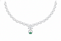 14K Gold & Diamond Gemstone Necklace Set KRB44084NG