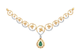 14K Gold & Diamond Women Gemstone Necklace Set KRB44063NR