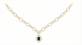 14K Gold & Diamond Gemstone Necklace Set KRI44017NR