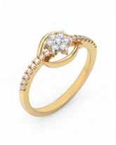 18K Gold & Diamond Band Ring For Women KRC10455