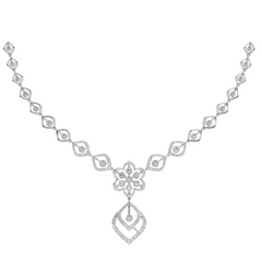 14K गोल्ड और डायमंड नेकलेस सेट KRH44124N