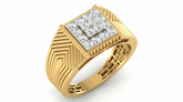 18K Gold & Diamond Square Ring For Men KRA60203