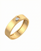18K Gold & Diamond Solitaire Band Ring For Men KSK213