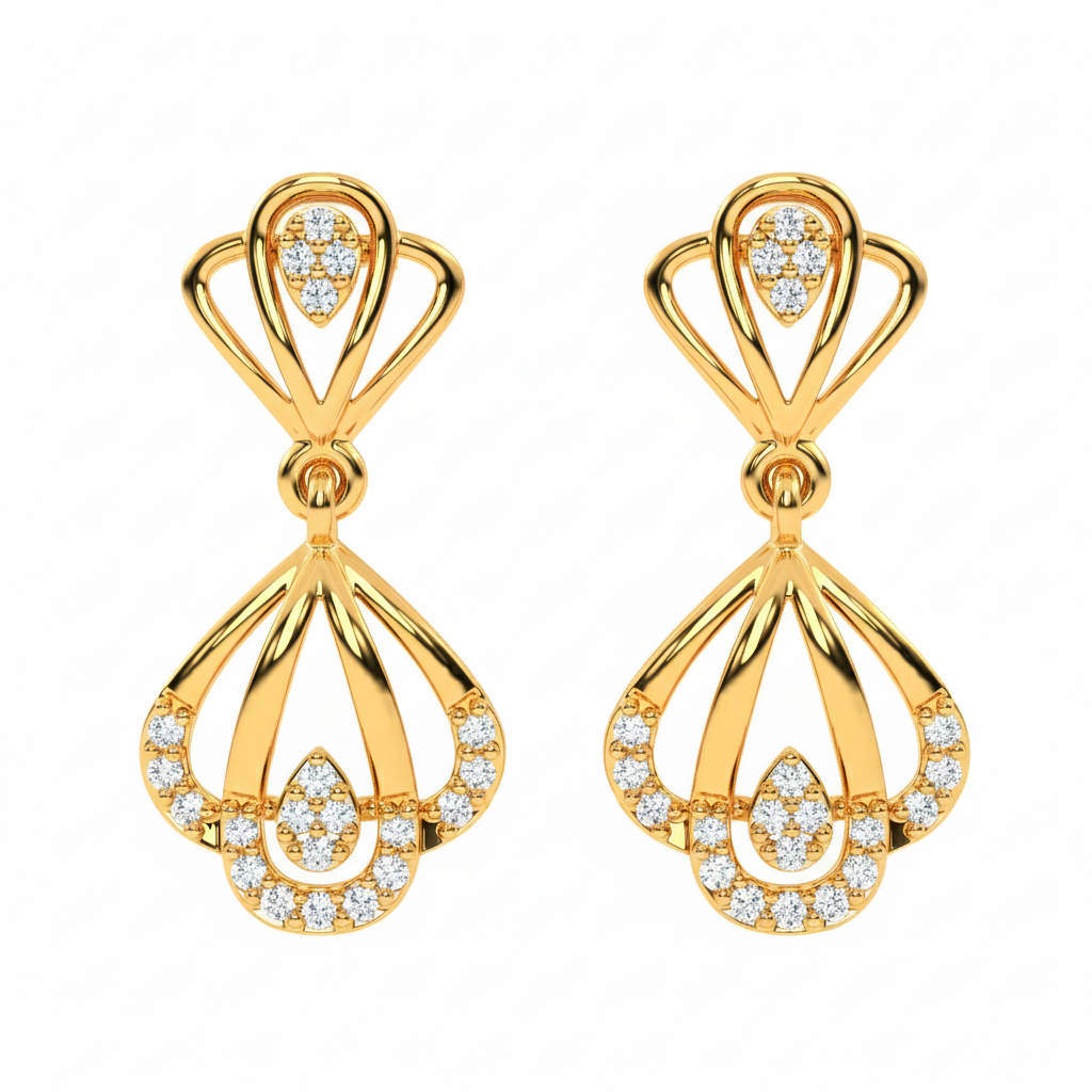 Yellow Gold Diamond Earring | under 40k