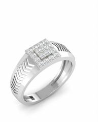 18K Gold & Diamond Square Ring For Men KRA60171
