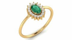 18K Gold & Diamond Gemstone Ring For Women KRA10508