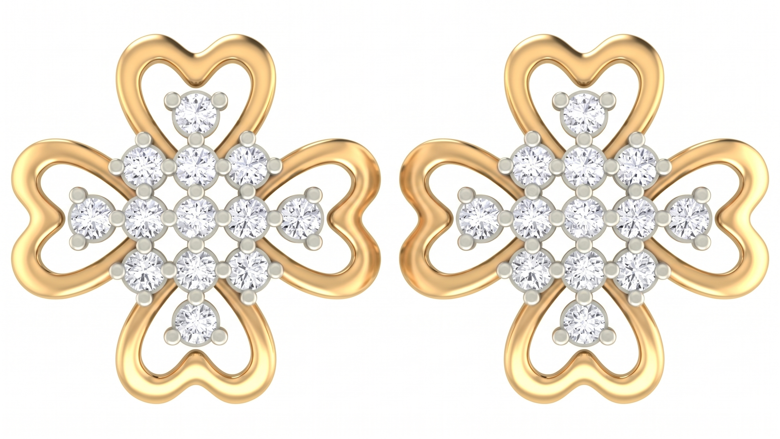 Floarl Yellow Gold Diamond Earring | under 40k