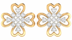 Floarl Yellow Gold Diamond Earring | under 40k
