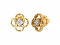 Floral Yellow Gold Diamond Earring | under 40k
