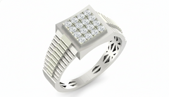 18K Gold & Diamond Square Ring For Men KRA60228