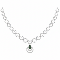 14K Gold & Diamond Gemstone Necklace Set KRH44048N