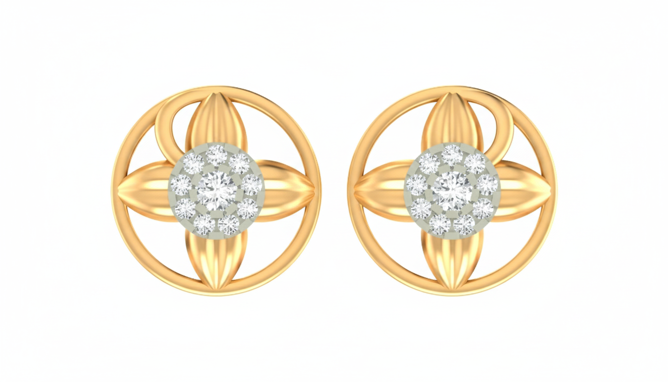 Yellow Gold Diamond Earring | under 40k