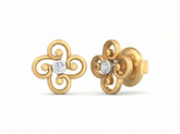 18K Gold & Diamond Solitaire Women Earring KSK071