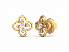 18K Gold & Diamond Solitaire Women Earring KSK071