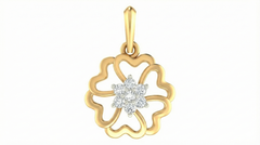18K Gold & Diamond Floral Pendant Set KRA40150P